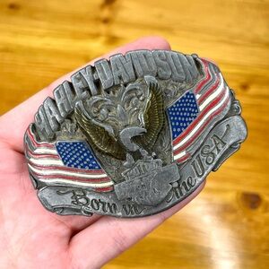 Vtg 1988 Harley Davidson Born in The USA Eagle Belt Buckle Biker Harmony Design